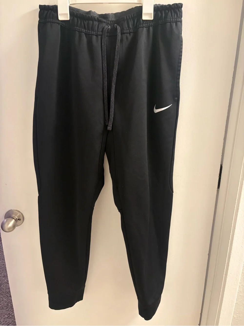 Nike Therma-Fit Black Sweatpants Joggers with White Swoosh